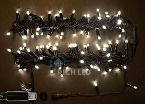 Светодиодная нить Rich LED 10 м, 220В, мерцание, герметич. колпачок, IP65, черный пр.