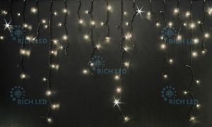 Светодиод. бахрома Rich LED 3х0.5 м, статика, резиновый черный пр., IP65